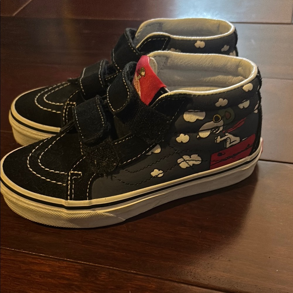 Vans Kids Sneakers Black with Red and White Accents